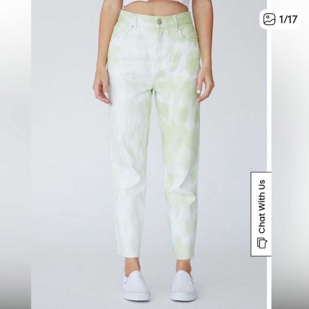 NWT PacSun Green tie dye Straight Leg high rise jeans